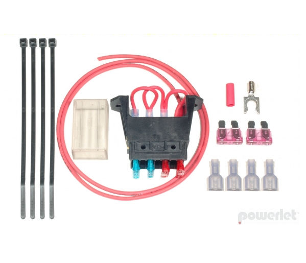 complete fuse block assembly kit with 4 fuse block, mountable holder