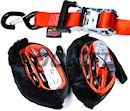 Powertye 1.5" x 7ft Fat Strap Deluxe Ratchet Tie Downs + Sheepskin