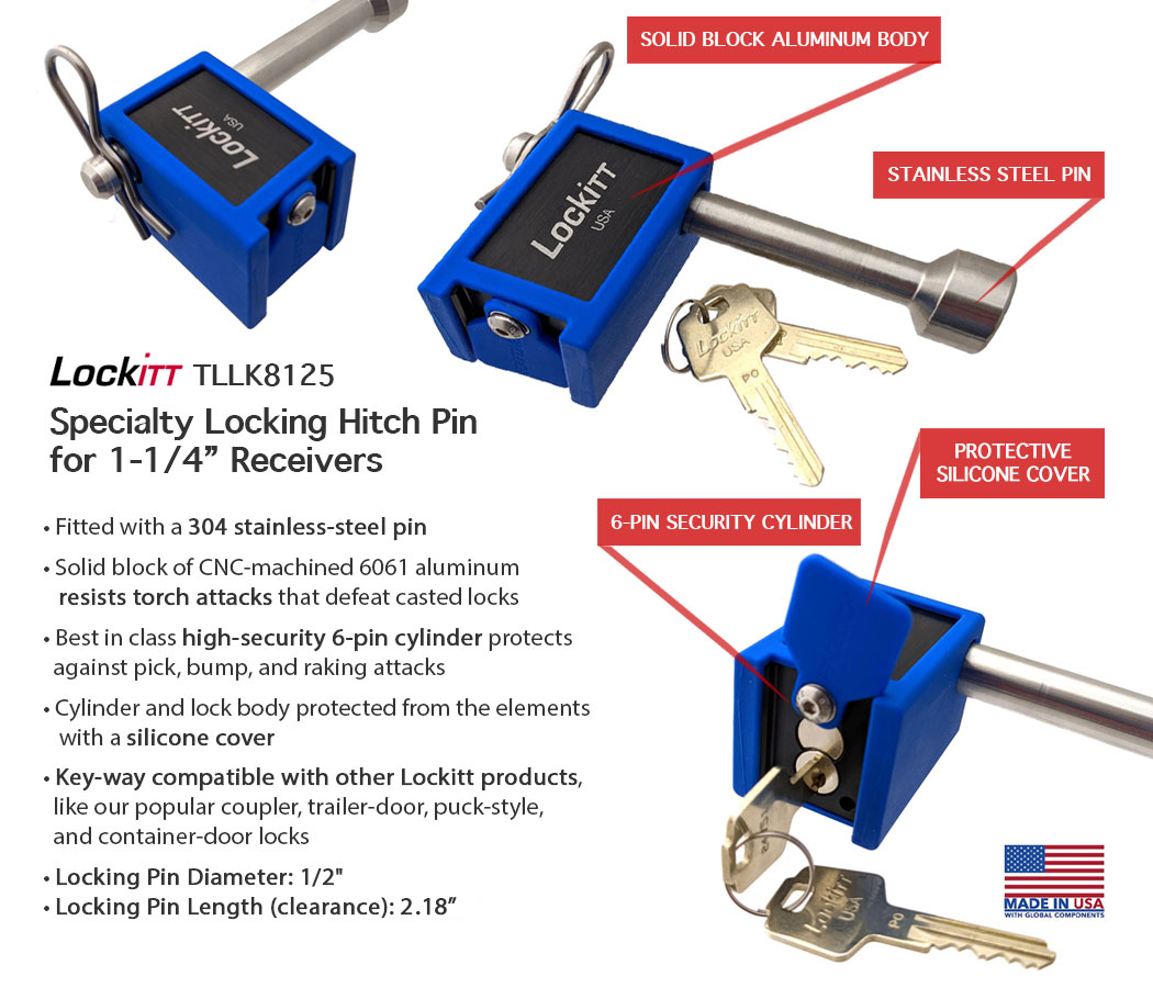 Lockitt Mobile Security & Accessories: TL80A-125 UCS High Security 1 1/4  Receiver Hitch Lock