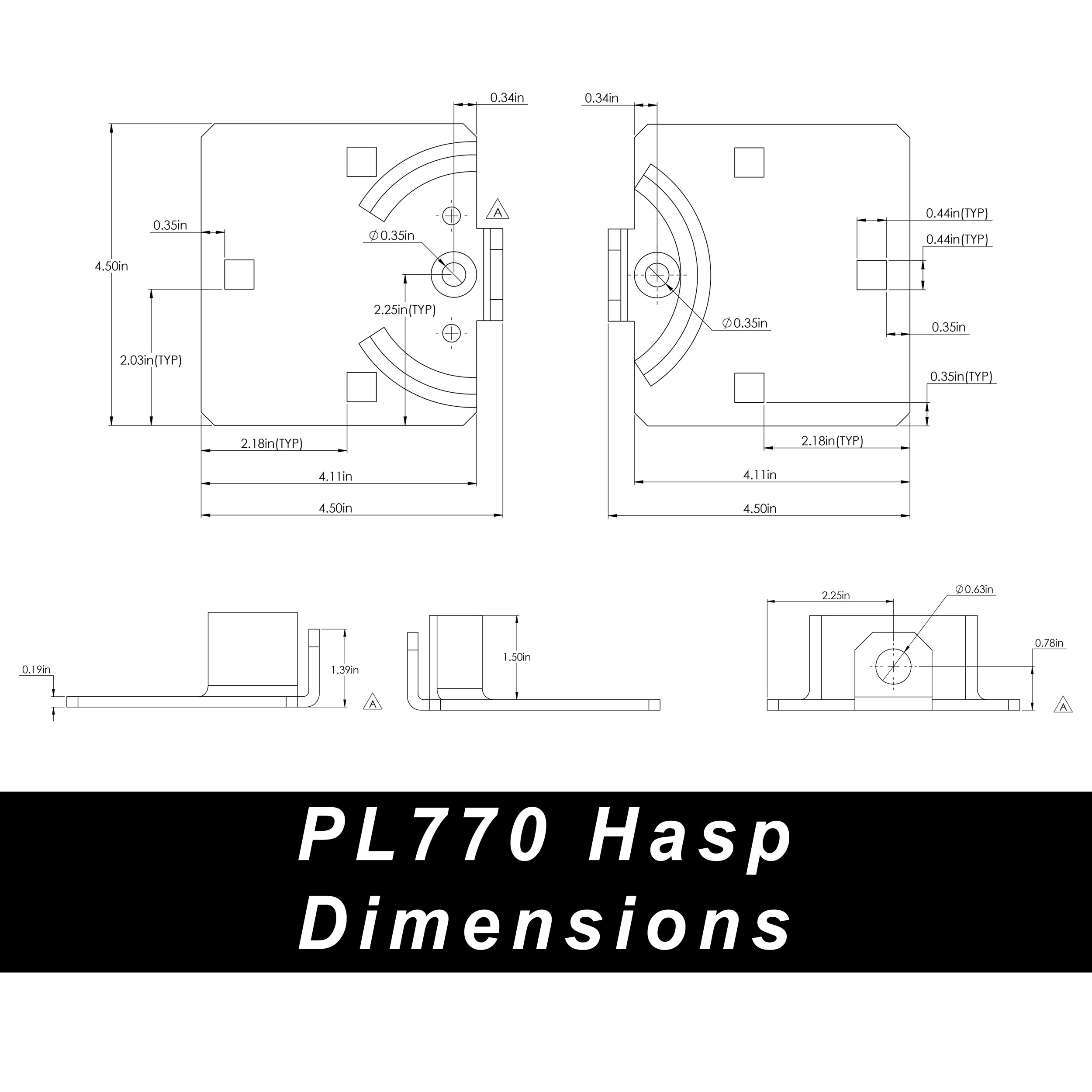 PL770 Hasp Dimensions