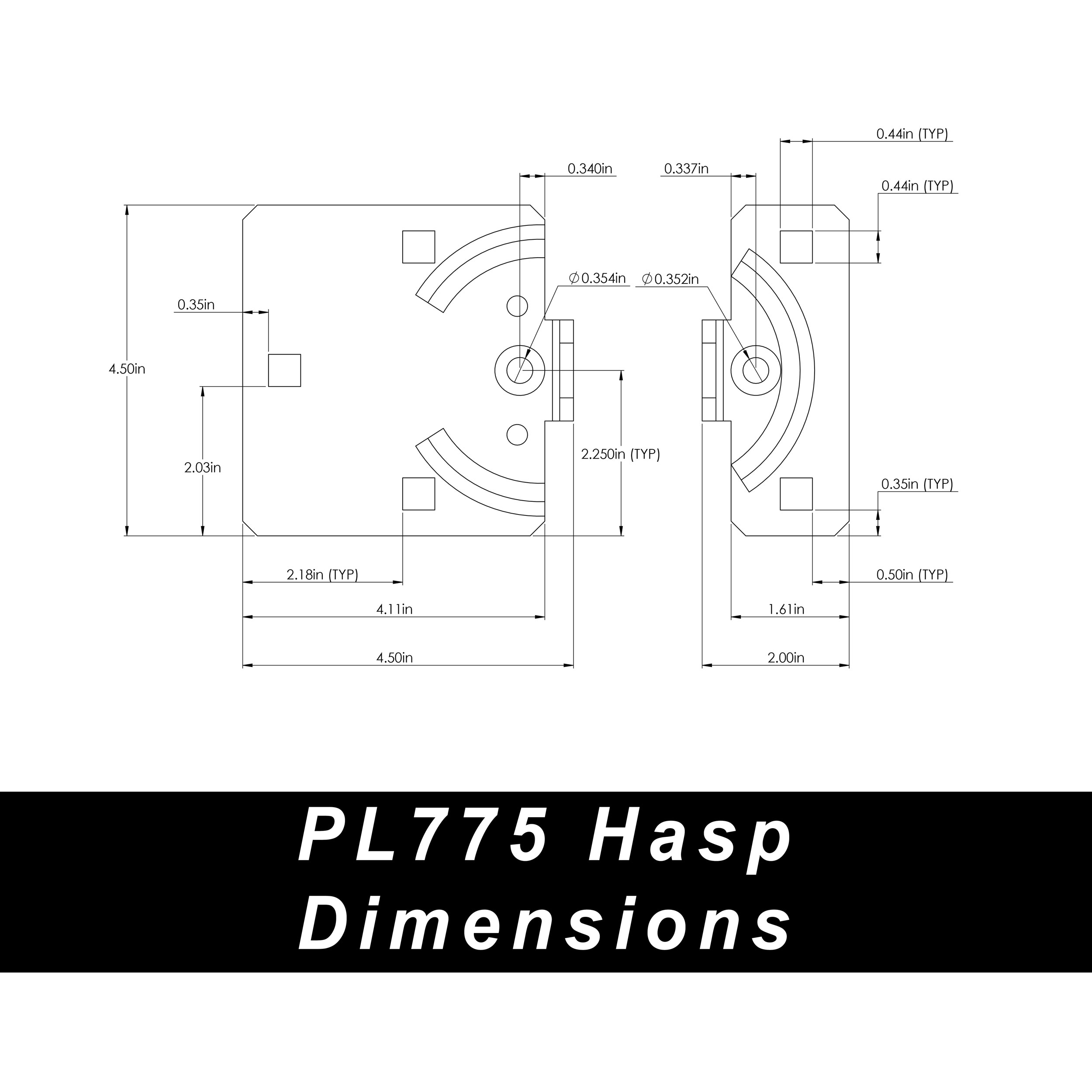 PL775 Hasp Dimensions